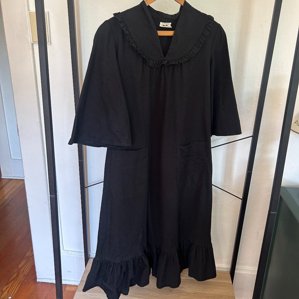 Built By Wendy Black Cotton Bib Maxi Dress